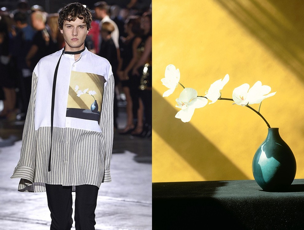 Образ из коллекции Raf Simons & Robert Mapplethorpe и работа Роберта Мапплторпа Orchid (1982)