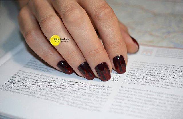 дизайн ногтей черный с красным гель лаком