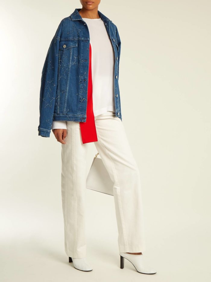 Стильные образы весна 2022 2023: с прямыми брюками и джинсовой курткой