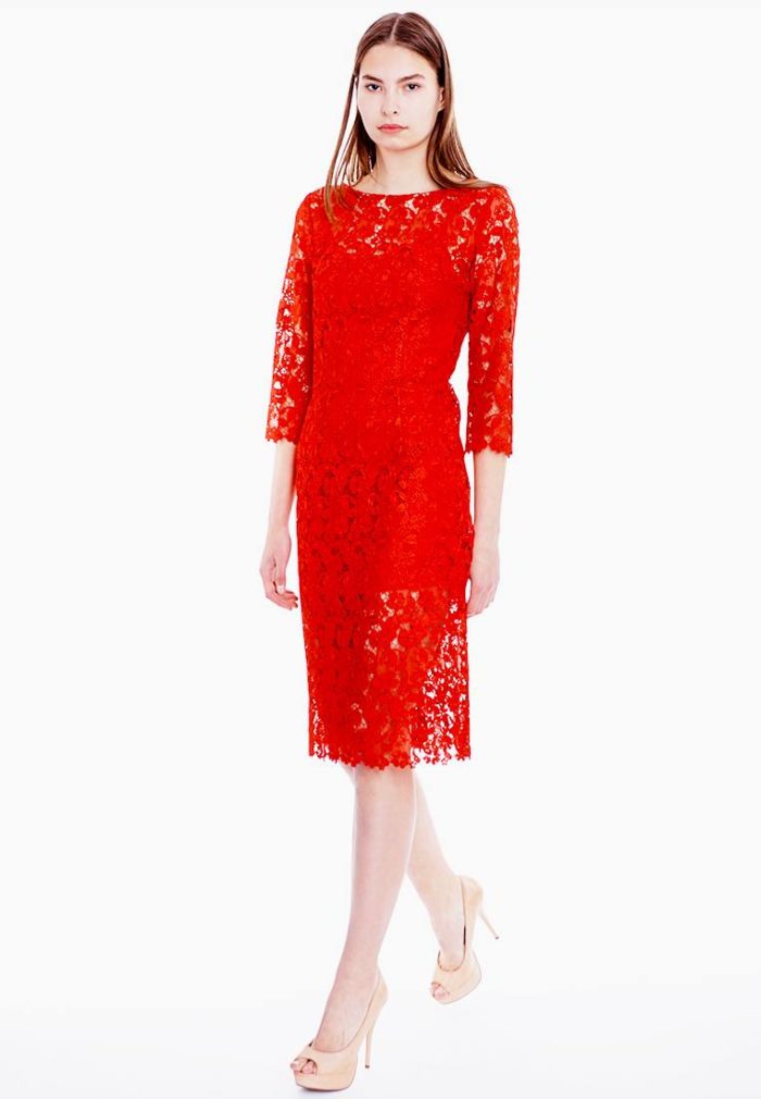 кружевное красное прямое платье для Святого Валентина