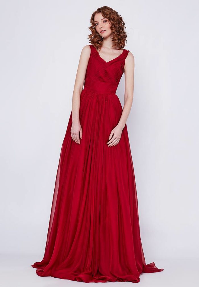 красное макси платье клеш для Святого Валентина