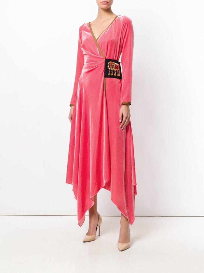 розовое бархатное асимметричное платье для Святого Валентина
